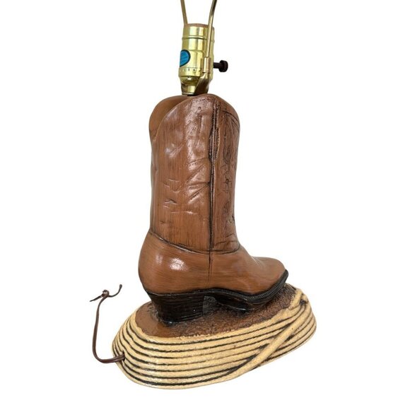 Vintage Mid-Century Retro Cowboy Western Brown Ceramic Heavy Table Lamp 21.3" Ta - Picture 7 of 10